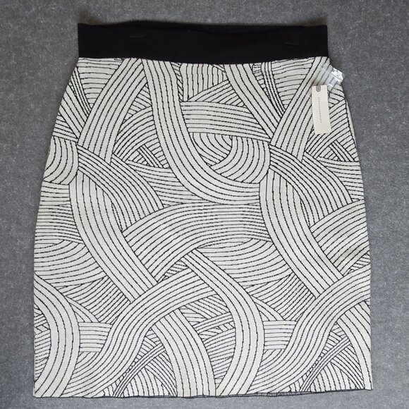 Maeve Dresses & Skirts - Maeve by Anthropologie White & Black Abstract Woven Print Skirt Size XL NWT